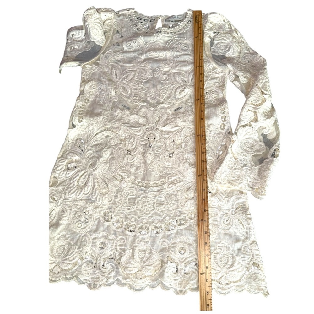 Sea NY Lysa Embroidery long Sleeve Dress Cream - Picture 16 of 17